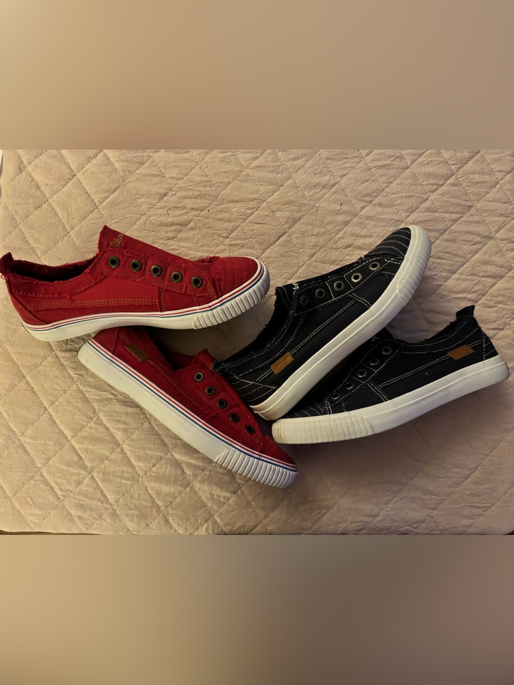 2 pair Blowfish Slip-On Sneakers in Red and Blue
